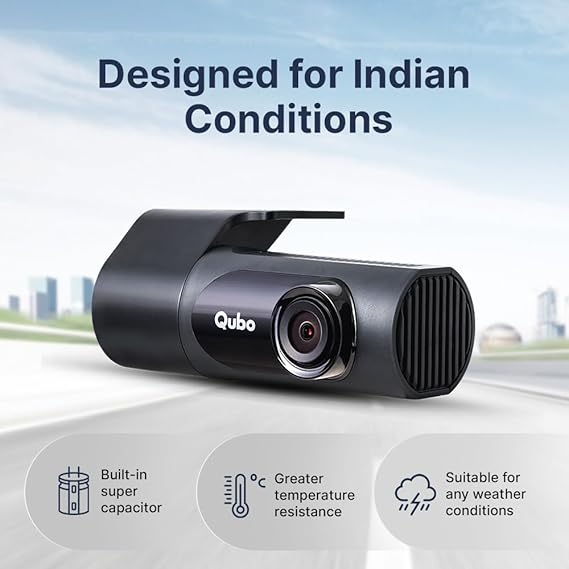Qubo Car Dash Camera Pro X 3MP 2K 1296p from Hero Group | Made in India | Super Capacitor| Wide Angle View | Emergency Recording | SD Card Upto 1TB Supported | Easy DIY Set Up | (Space Grey)