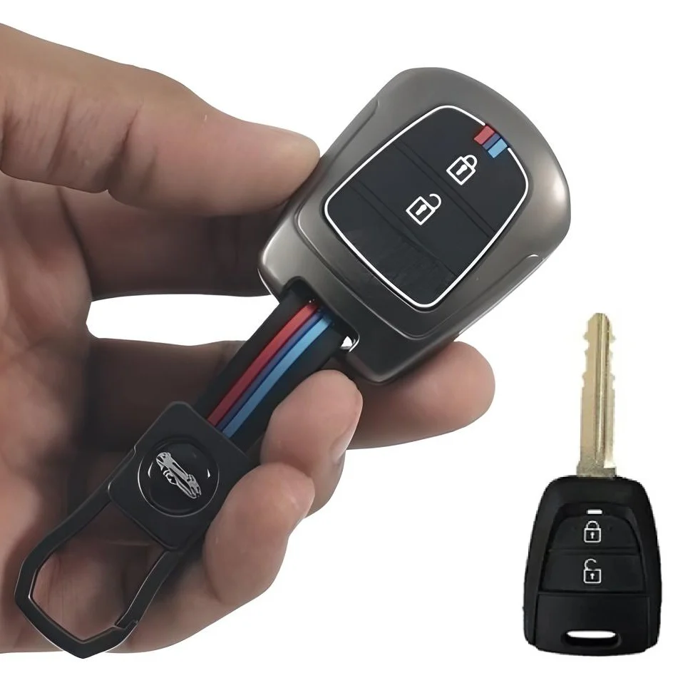 Metal Key Cover Hyundai grand 2 Button Round with fix key